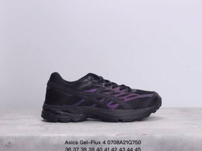 Asics 亚瑟士 Gel-Flux 4 男女子运动鞋舒适跑鞋缓震透气跑步鞋 。Gel-Flux4采用的是新一代轻质网布面，大孔洞设计极具透气性，柔软包覆双脚，