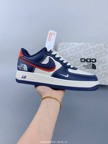 ：300 公司级Nike Air Force 1 '07 Low “北面联名——蓝红双勾”空军一号 低帮 运动鞋 休闲鞋 折边针车 工艺难度大 原楦头原纸板 原