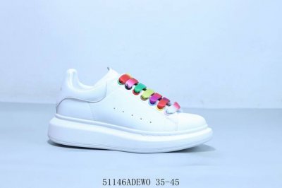 alexandermcqueen 亚历山大 麦昆Mcq 情侣款运动小白鞋厚底增高闪尾光滑牛皮平底鞋休闲鞋 时尚男女板鞋潮运动鞋 51146Adewo 35-45
