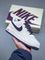 Nike Air Force 1 Low '07 米紫勾 满天星低帮空军一号休闲板鞋 客供高亮3M反光 定制头成皮料 定制鞋盒 原楦原纸板 纯正版型 内置全掌气