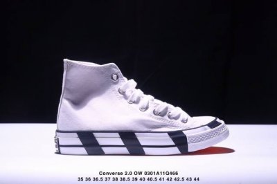 配送桔色鞋带 品质全方位升级 目前最高硫化工艺 Off-White X Converse 2.0 Ow 匡威联名黑白阴阳棋格帆布鞋 原鞋开发 精确细节匹配 正确