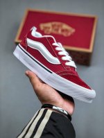 Vans Knu Skool 百搭休闲防滑减震低帮 板鞋男女同款vans 面包酒红白条 货号:Vn000D22Zcf 尺码：35-44 半