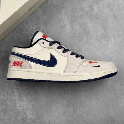 本地330 核心私 air Jordan 1 Retro Low X Supreme 联名 白蓝小钩满天星 低帮休闲运动板鞋 原装级产物 拒绝公底 立体鞋型 细