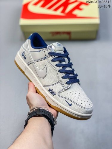 海外爆款限量发售！Nike Sb Dunk Low“ 斯图西联名 水蓝勾” 周年高端定制 低帮休闲板鞋 定制鞋盒 大厂纯原品质出货 超高清洁度 皮料切割干净无任