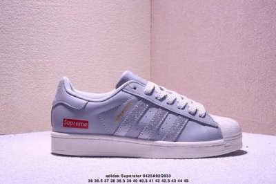 海外爆款限量发售！高端定制 阿迪达斯Adidas三叶草&Gucci Originals Superstar贝壳头系列“古驰联名 天空蓝白”低帮经典百搭休闲运动板