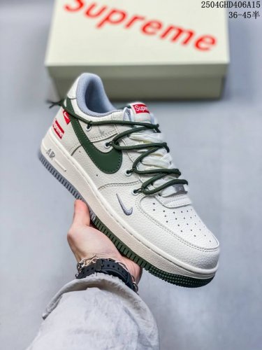 海外限量发售！公司级Nike Air Force 7 Low “Supreme联名 双拼灰绿抽绳”空军一号 低帮 运动鞋 休闲鞋 折边针车 工艺难度大 原楦头原