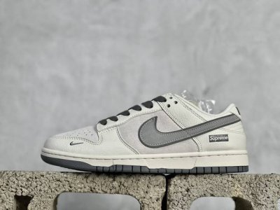 Nk SB Dunk Low Supreme联名-米白灰猪八 周年高端定制 低帮休闲板鞋 XX2025-188 #定制鞋盒 大厂纯原品质出货 超高清洁度 皮料切