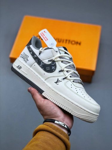 Nike Air Force 1 Low 07 X Louis Vuitton 白黑绑带满天星原楦头原纸板 打造纯正低帮空军版型专注外贸渠道 全掌内置蜂窝气垫