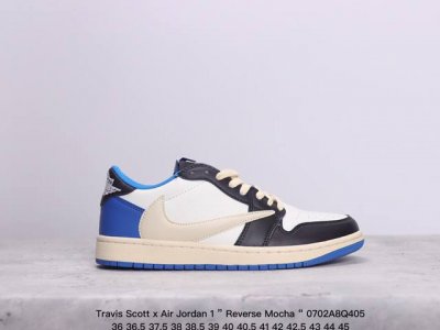 公司级aj1倒勾travis Scott X Air Jordan 1 ” Reverse Mocha “ Aj1乔1 Ts 闪电 联名倒钩 低帮文化篮球鞋 完