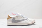 公司级aj1倒勾travis Scott X Air Jordan 1 ” Reverse Mocha “ Aj1乔1 Ts 闪电 联名倒钩 低帮文化篮球鞋 完