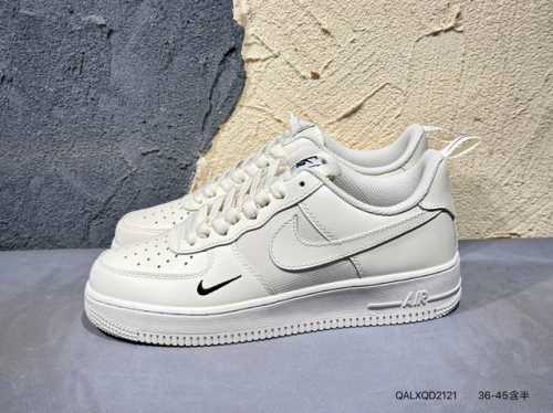 180 #新品上市实拍 Nike Air Force 1 Low 黑蓝小勾 原楦头原纸板 打造纯正空军版型 专注外贸渠道 全掌内置蜂窝气垫 原盒配件 原厂中底钢