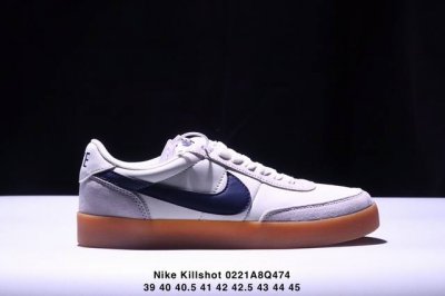 100 耐克板鞋 生胶米白绿色 复古板鞋J.Crew X Nike 联名 Killshot Ii Leather 采用米白色皮革制作鞋身，蓝色 Swoosh 点