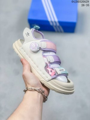 阿迪达斯旋转扣包头凉鞋 Adidas三叶草包头车边旋转纽扣包脚趾童鞋三带凉鞋 阿迪达斯官网最新款侧边旋转造型小众夏款沙滩凉鞋 夏季韩版防滑软底透气休闲超轻便沙滩