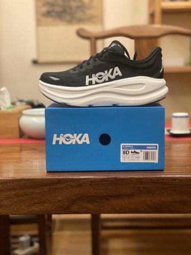 hoka W Bondi 9 Wide 高端越野跑鞋 邦9 双层组合超轻高弹耐磨防滑 Vibram 橡胶 货号 黑白1162011 Bwht尺码 36 36.5