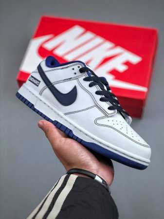 Nike Dunk Low 高街简约线条蓝熊猫 复古低帮休闲板鞋 Dd1503-119 #配色灵感来源以简约高街为主题，蓝色线条增加了鞋子的层次感，蓝白配色的鞋 - 点击图像关闭