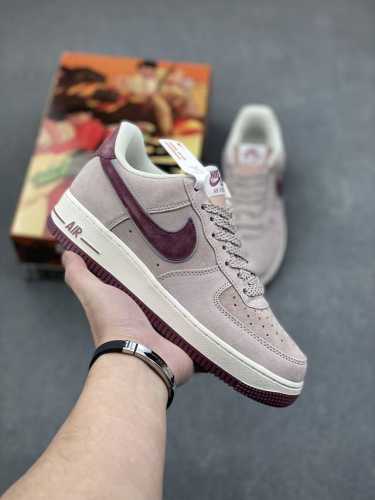 海外发售 创意定制联乘 漫画著作阿基拉 主人公 公司级 Akira×Nike Air Force 1 Low ’07 枣红配色 空军一号低帮休闲板鞋 原厂麂皮