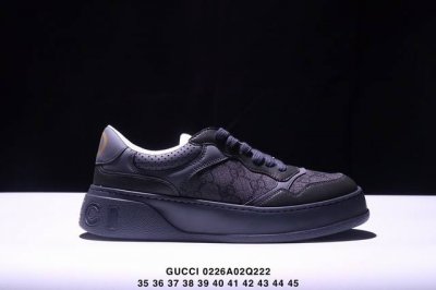 Gucci古驰Chunky B Gg饼干鞋皮革低帮系带 时尚板鞋男女款黑色 Xm0226Q222