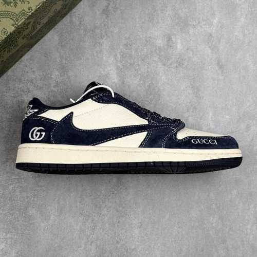 本地 核心私 Travis Scott X Fragment Design X Air Jordan 1 Low Og Sp Aj1 古驰联名-普鲁士蓝 低帮文