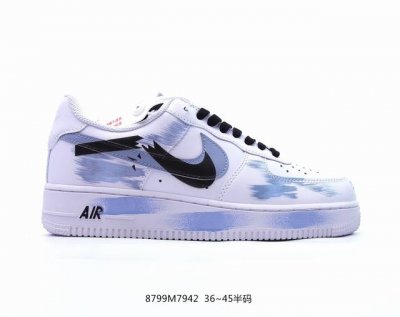 官方爆款定制 二次元主题 Nike Air Force 1 Low’07 手绘 断裂 三勾阴影 白蓝黑 空军一号低帮休闲板鞋 定制皮料 原厂3D打印 定制鞋盒