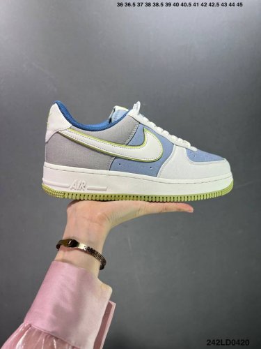 公司级特价福利 Nike Air Force 1 ‘07 米绿蓝 空军一号低帮休闲板鞋 3M反光 进口牛筋布 原楦头原纸板 纯正空军版型 定制鞋盒 全掌内置全掌