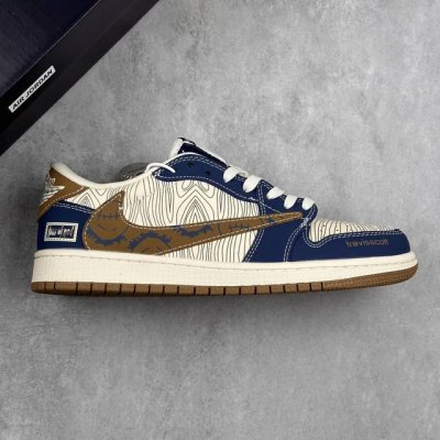 本地 核心私 Travis Scott X Fragment Design X Air Jordan 1 Low Og Sp Aj1 Fog联名 波纹鬼脸 低帮