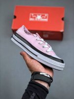 陈伟霆同款fragment X Moncler X Converse 1970S 藤原浩闪电联名黑色 白色撞色涂鸦经典低帮帆布鞋 尺码：35-44 半