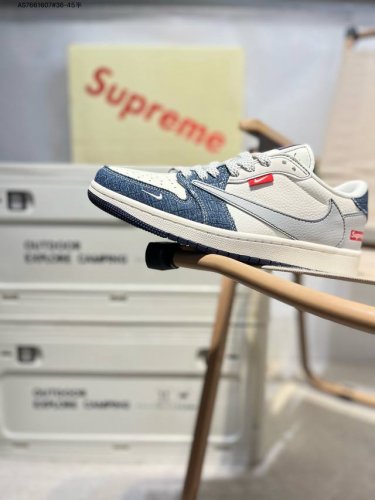 公司级头层皮Supreme X 乔丹Air Jordan 1 Low Aj1低帮系列篮球鞋 官方同步配色 原装级产物 #拒绝公底 立体鞋型 细节完美 高清洁度J