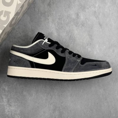 本地 核心私 Air Jordan 1 Low 北面联名 黑灰白勾 高端定制 低帮复古篮球鞋 #定制鞋盒 大厂纯原品质出货 超高清洁度 皮料切割干净无任何毛边