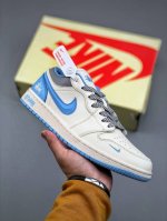Air Jordan 1 Low Aj1 乔1 斯图西联名 白蓝立体勾 高端定制 低帮复古篮球鞋 Xs6086-559 #定制鞋盒 大厂纯原品质出货 超高清洁度