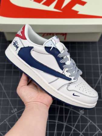 Travis Scott x Fragment Design x Air Jordan 1 Low OG SP AJ1 乔1 斯图西联名-红尾蓝勾 低帮文化休闲 - 点击图像关闭