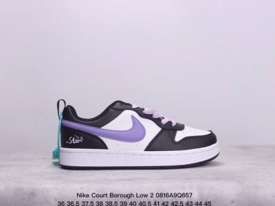 头层+二层皮 耐克nike Court Borough Low 2”White Navy Pink“学院系列休闲运动皮革板鞋“皮革白粉海军蓝” 尺码：36-45
