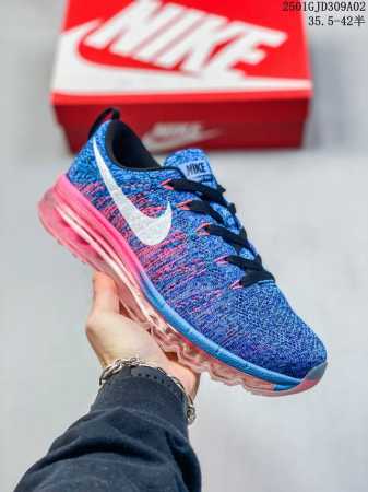 Nike 耐克 ，原楦原纸版开发，采用双层纹路织法flyknit织法编织鞋面材质，搭载全掌air Max球状透明缓震气垫，外置橡胶外底模块 大气垫神鞋 新版本来 - 点击图像关闭