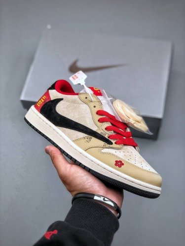 Travis Scott X Fragment Design X Air Jordan 1 Low Og Sp Aj1 乔1 蛇年限定 红棕黑勾 低帮文化休闲板