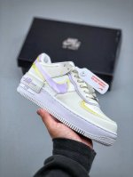 Nike Air Force 1 Shadow 轻量增高低帮百搭板鞋 拼接马卡龙 全新少女系解构主义设计双层轻量Eva发泡中底+防滑Rb橡胶外圈底鞋底 原楦头原