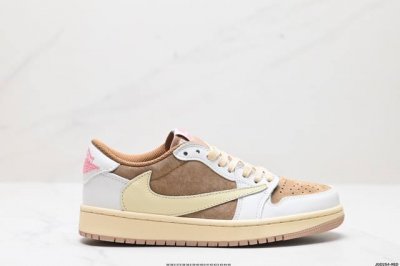 公司级aj1倒勾travis Scott X Air Jordan 1 ” Reverse Mocha “ Aj1乔1 Ts 闪电 联名倒钩 低帮文化篮球鞋 货