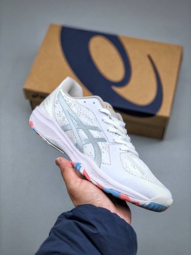 Asics Dynafeather 人造革 减震耐磨 低帮 训练鞋 男女同款 白蓝 货号 1073A064-100 尺码：39-45