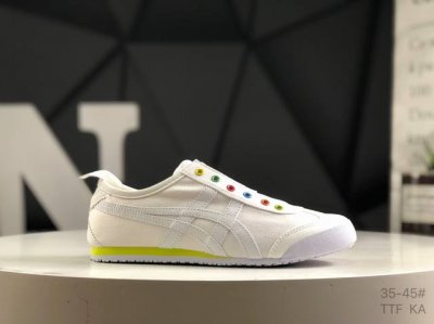 真标带半码 亚瑟士 Onitsuka Tiger Mexico66 paraty Slip-On 亚瑟士鬼塚虎一脚蹬经典休闲帆布鞋 虎爪造型的Logo 鞋身稳定