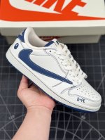 Travis Scott x Fragment Design x Air Jordan 1 Low OG SP AJ1 乔1 Bape联名-磨砂蓝 低帮文化休闲