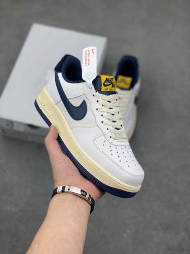 工厂套现 福利特价110 原本地200版本 Nike Air Force 1 Low 空军一号板鞋 “米白深蓝拼接”官方同步 原装级别 原楦头原纸板 打造纯正空