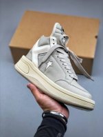 莞产G版 Ro Rick Owens 瑞克 欧文斯 主线 款式 大匡威 全新 灰白 配色 皮料 东莞原厂进口全新2025年新材质 摔纹粒面小牛皮 鞋带 鞋带采用