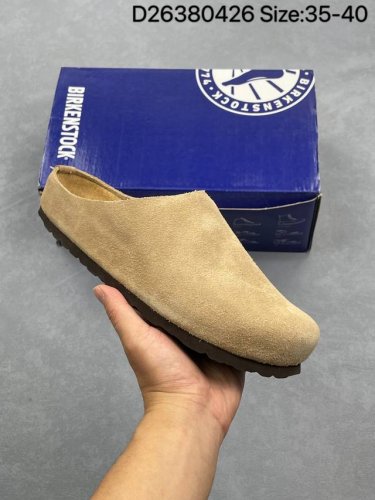 公司级 德国百年知名鞋履品牌 勃肯Birkenstock Boston Suede Shearling 波士顿系列休闲凉拖鞋 低帮牛皮绒面革复古软木底包头露跟休