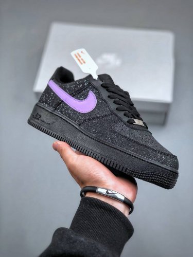 Nike Air Force 1 Low 07 黑紫满天星 原楦头原纸板 打造纯正低帮空军版型专注外贸渠道 全掌内置蜂窝气垫 原盒配件 原厂中底钢印、拉帮完美