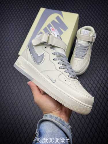 Nk Air Force 1'07 Mid 米灰双色底 满天星 空军一号中帮休闲板鞋 Xl0236-232 #3M反光 水晶大底 定制鞋盒 原楦头原纸板 纯正空
