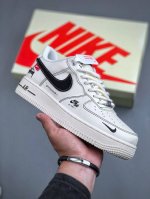 Nike Air Force 1 Low 07 X Stussy 白黑小钩麻绳鞋带原楦头原纸板 打造纯正低帮空军版型专注外贸渠道 全掌内置蜂窝气垫 原盒配件 原