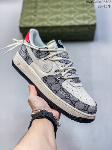 海外限量发售！公司级Nike Air Force 1 '07 Low “古驰联名 灰花纹抽绳”空军一号 低帮 运动鞋 休闲鞋 折边针车 工艺难度大 原楦头原纸板
