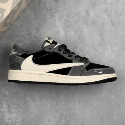 本地360 核心私 Air Jordan 1 Low Og Sp Aj1 乔1北面联名 暗夜黑灰 低帮文化休闲板鞋 #多方联名合作融合了Travis Scott