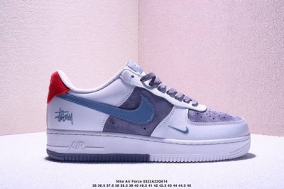 290 海外爆款限量发售！高端定制Nike Air Force 1 '07 Low 斯图西联名———奶白灰蓝钩高端定制 低帮休闲板鞋 定制鞋盒 大厂纯原品质出货