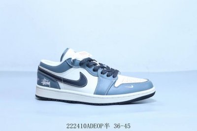 乔丹Air Jordan 1 Low Aj1 乔1低帮复古文化休闲运动篮球鞋白灰蓝 斯图西 222410Adeop半 36-45