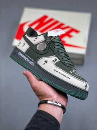 Nike Air Force 1 Low 07 X Chrome Hearts 灰绿原楦头原纸板 打造纯正低帮空军版型专注外贸渠道 全掌内置蜂窝气垫 原盒配件 - 点击图像关闭