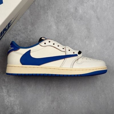 本地440 核心私 travis Scott X Air Jordan 1 Low "Pale Vanilla低帮 白蓝倒钩联名 Aj1 乔丹1代 乔丹篮球鞋系